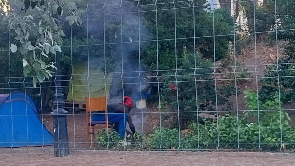 Hoguera en el parque de la Ciutadella