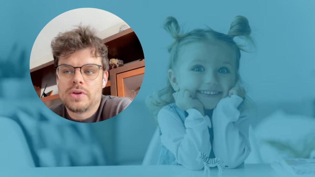 Montaje del creador de contenidos y una niña pequeña